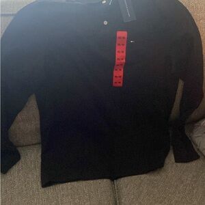 Tommy Hilfiger Black Polo Shirt with Striking Red Detail